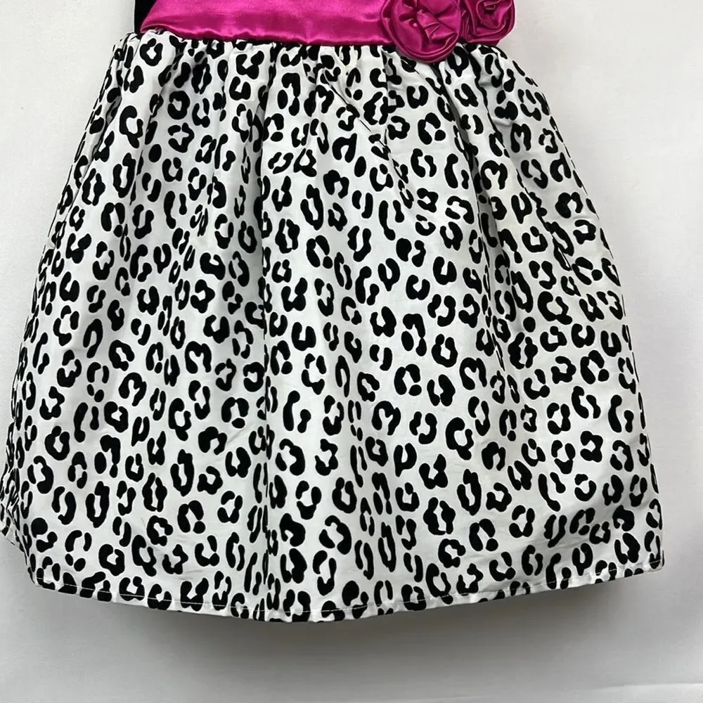 Holiday Editions Black white Animal Print dress velvet top EUC size 24 months